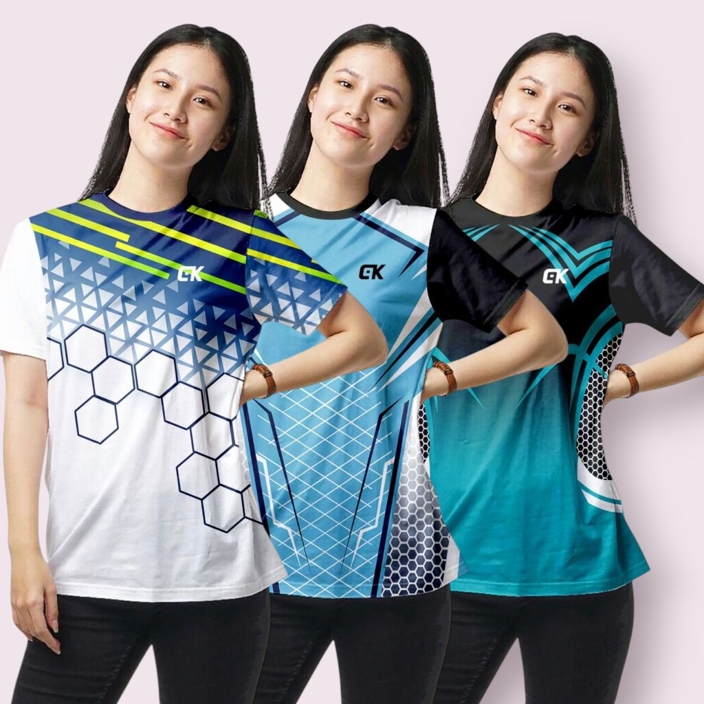 BAJU JERSEY OLAHRAGA WANITA DEWASA JUMBO FULL PRINTING JERSEY VOLLY WANITA KAOS BADMINTON CEWEK KAOS