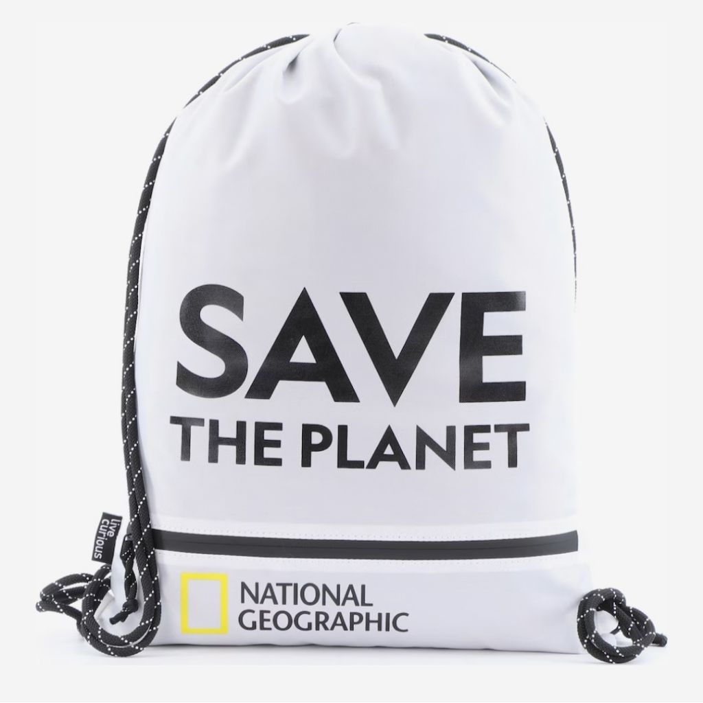 Tas Rajut Serut Backpack/String Bag National Geographic White Original Authentic