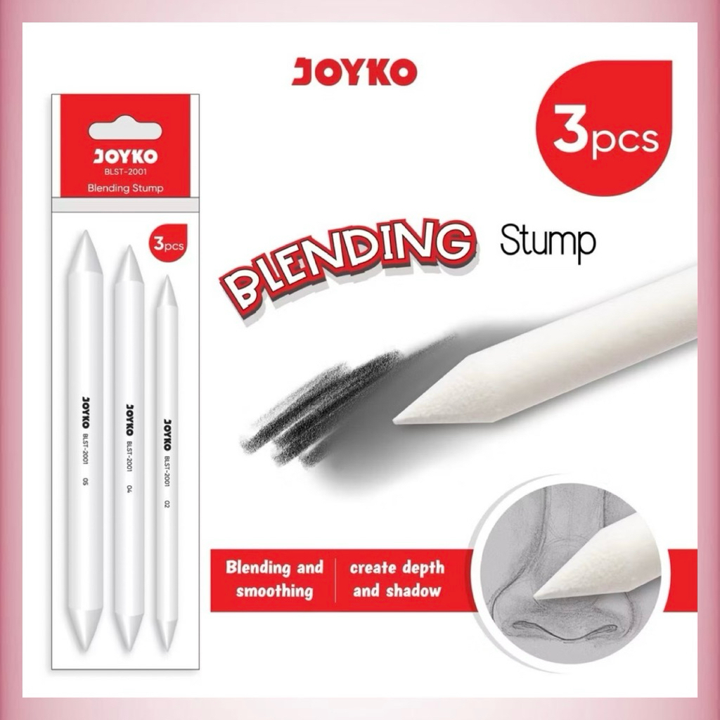 

( Satu Set 3 PCS ) Blending Stump Paper Stump Joyko BLST-2001 / Gradasi Pola Gambar Lukisan