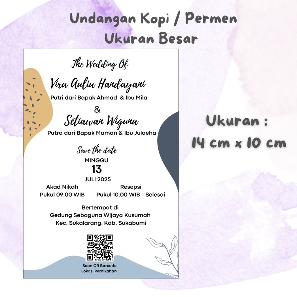 Undangan Mini Nikah Kopi / permen ukuran besar (14 cm x 10 cm)