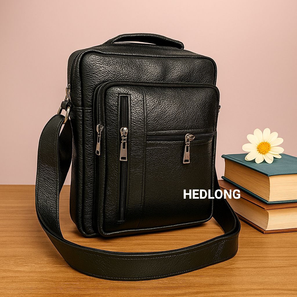 Tas selempang besar pria kulit sapi asli muat buku kitab/tas kntor tas umroh tas traveling