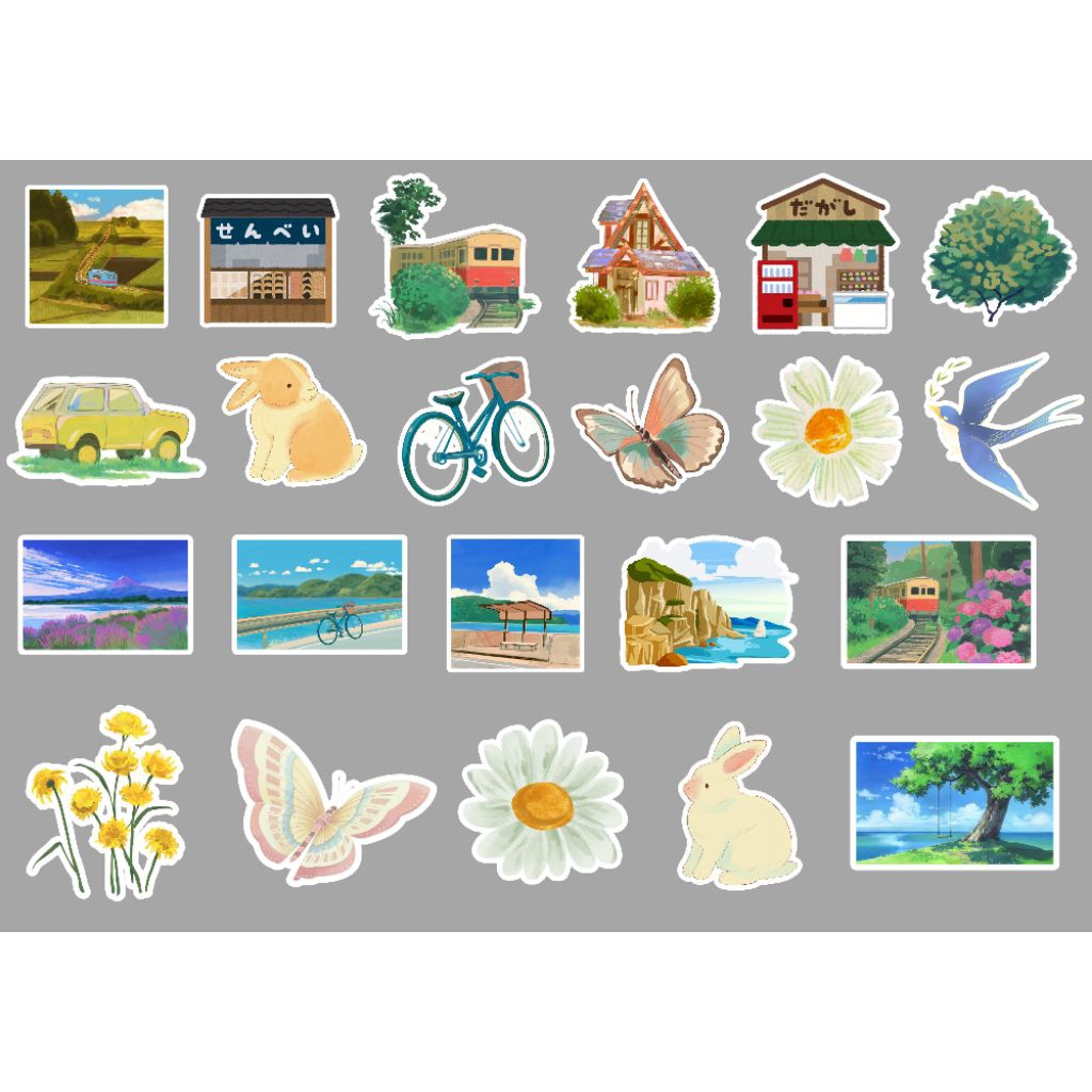 

Stiker Aesthetic Summer Travel 10 Pcs | Stiker Lucu Watercolor untuk Journaling, Laptop, Buku, HP