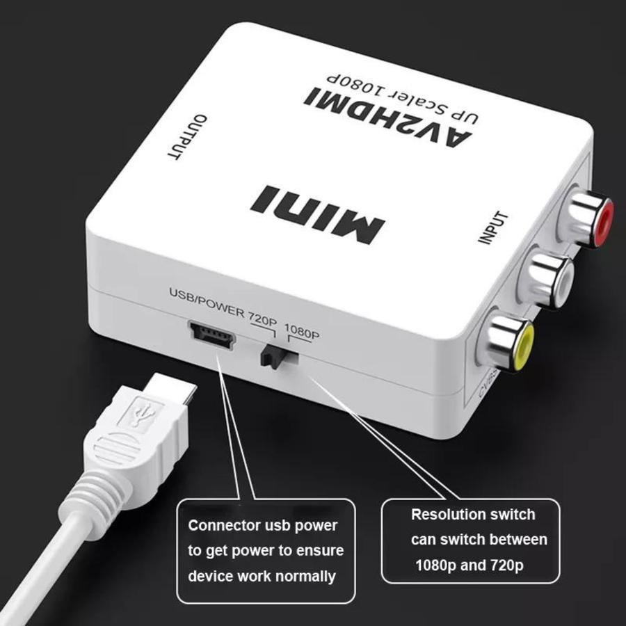 MINI AV to HDMI - HD Video Converter / Converter Rca/Av to Hdmi av2hdmi - kabel hdmi hitam