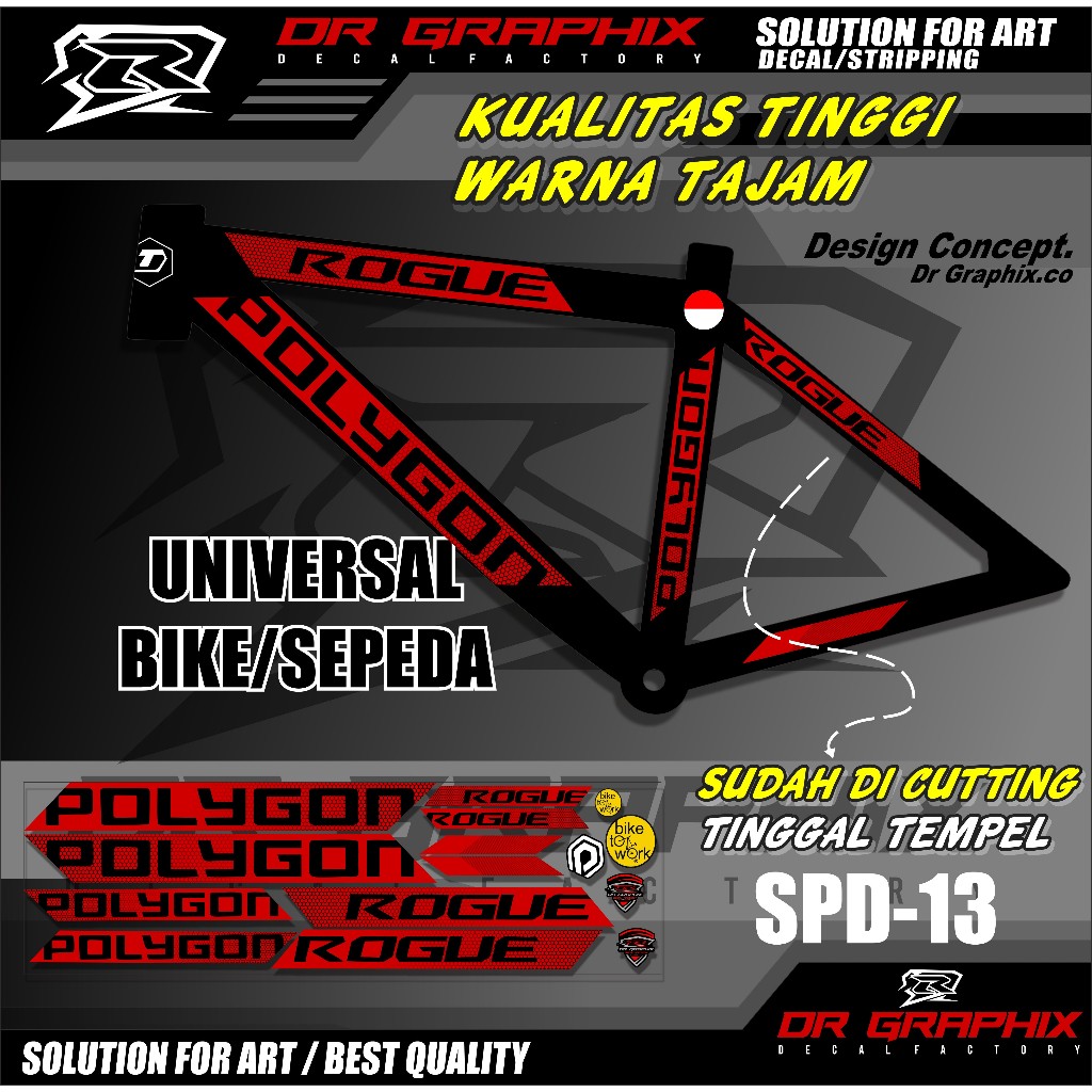 SPD-13 STIKER MOTIF BIKE POLET STRIPING ALL SEPEDA BMX POLYGON STIKER DI UDAH POTONG