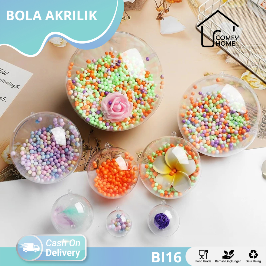 Bola Akrilik Bening Besar Kecil Dekorasi Hiasan Bola Transparan Acrylic Bulat BI16