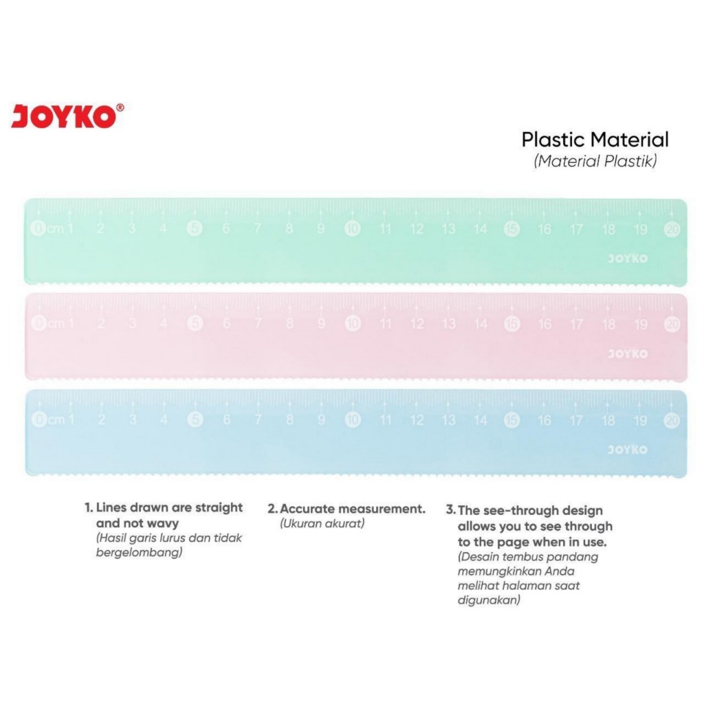 

JOYKO Ruler Penggaris RL-PCO15~20cm Pastel Color