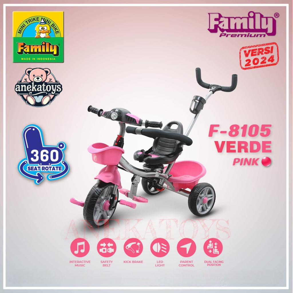 Sepeda Roda Tiga Anak Family Verde F8105 Ban Eva Musik n Lampu