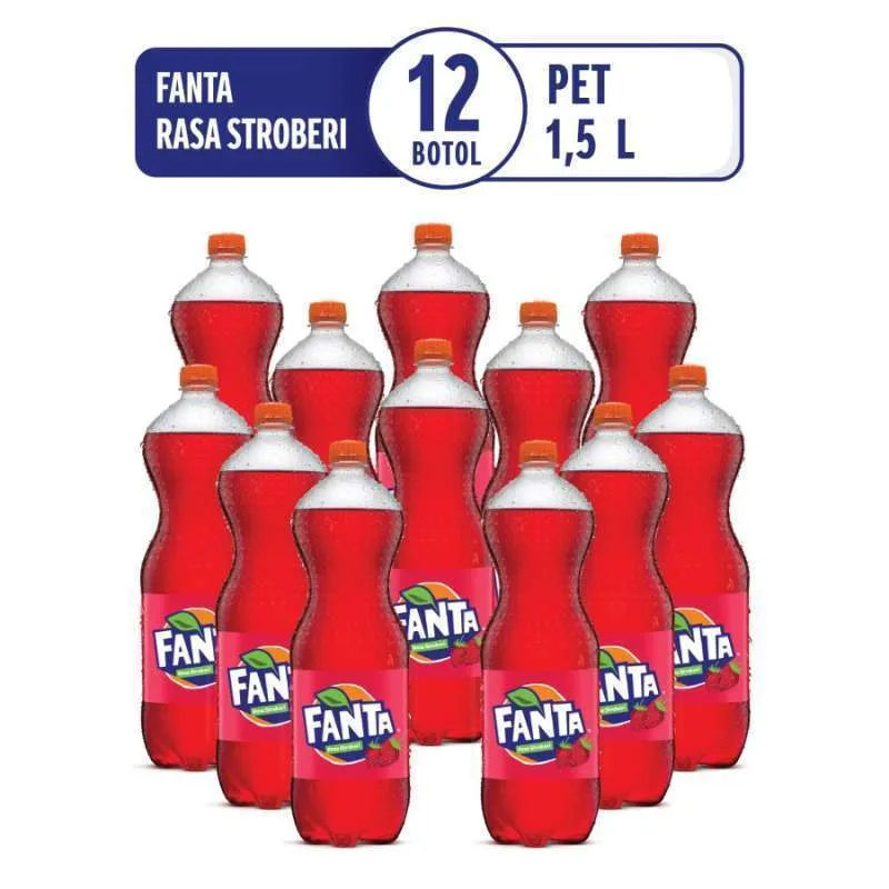 

1 Krat (12 PcS) Fanta Minuman Soda | Tersedia Rasa Stroberi | Kemasan Botol 1,5 Lt | BARANG PROMO STOK TERBATAS