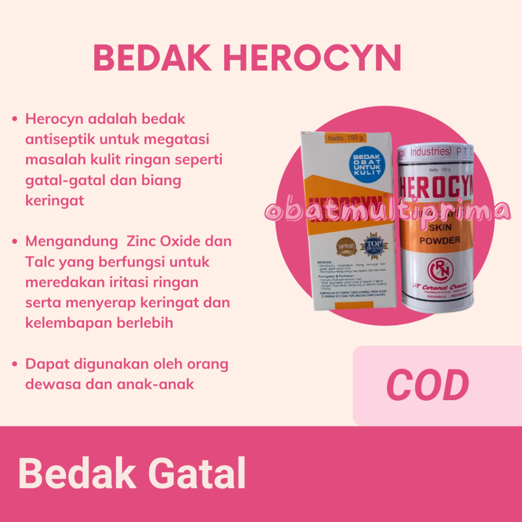 HEROCYN Bedak Herocyn Dingin - Obat Gatal Biang Keringat Alergi Panas Anak & Dewasa