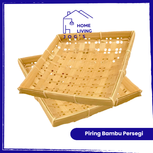 Piring Saji Bambu | Piring Bambu Kotak | Piring Lalap Bambu Kotak | Piring Anyaman Bambu Snack Makan