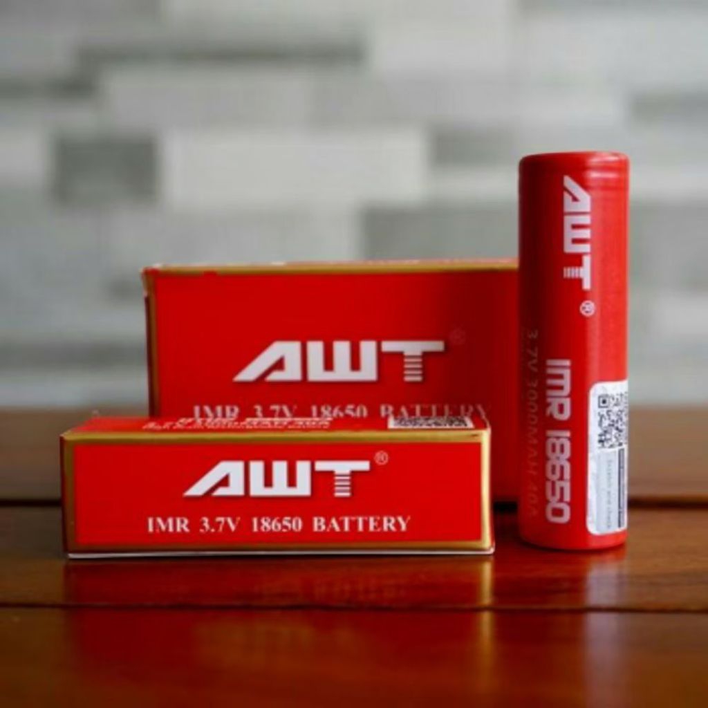 Baterai AWT RED 18650 3000Mah 50A 3.7V 1 ds isi 2 jadi udah sepasang