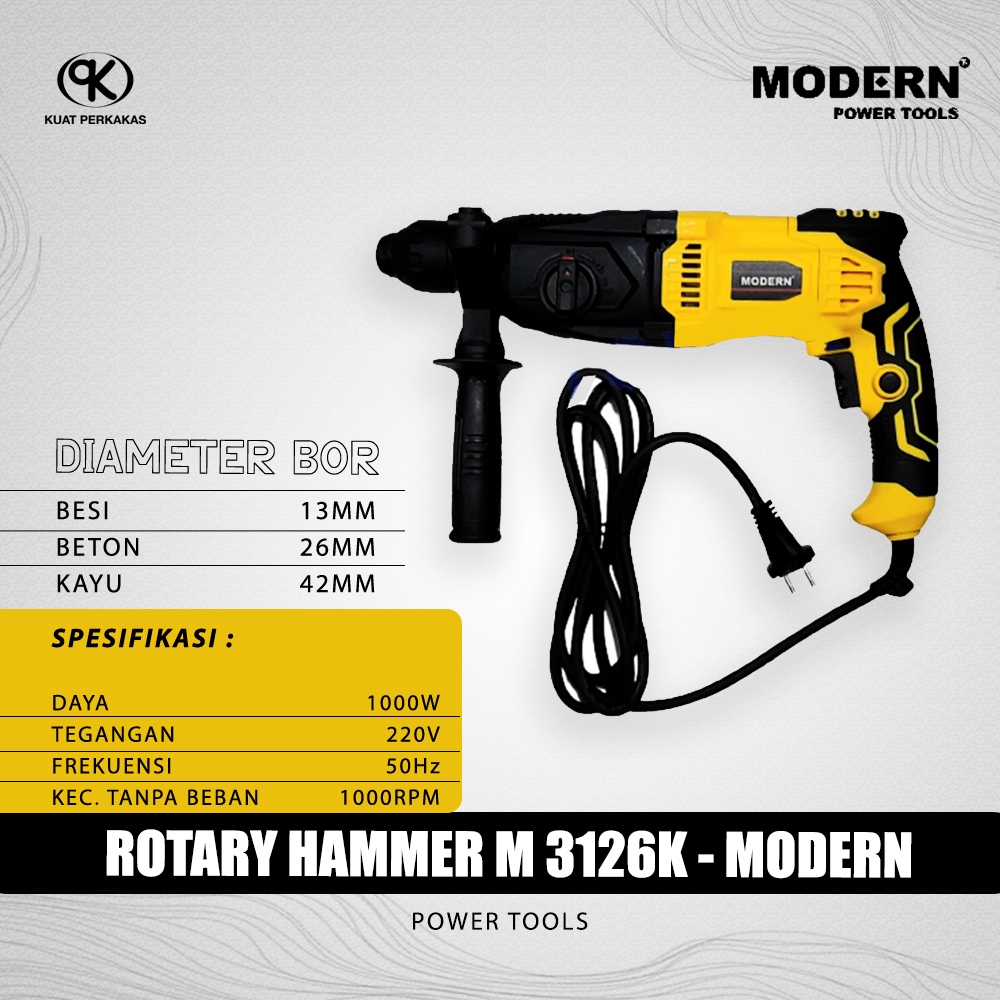 Mesin bor bobok beton kayu besi MODERN M 3126K rotary hammer