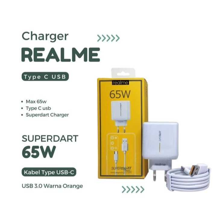 Charger Realme 7 Pro Super Dart 65 Watt Charger Realme 65W Super Vooc Type C