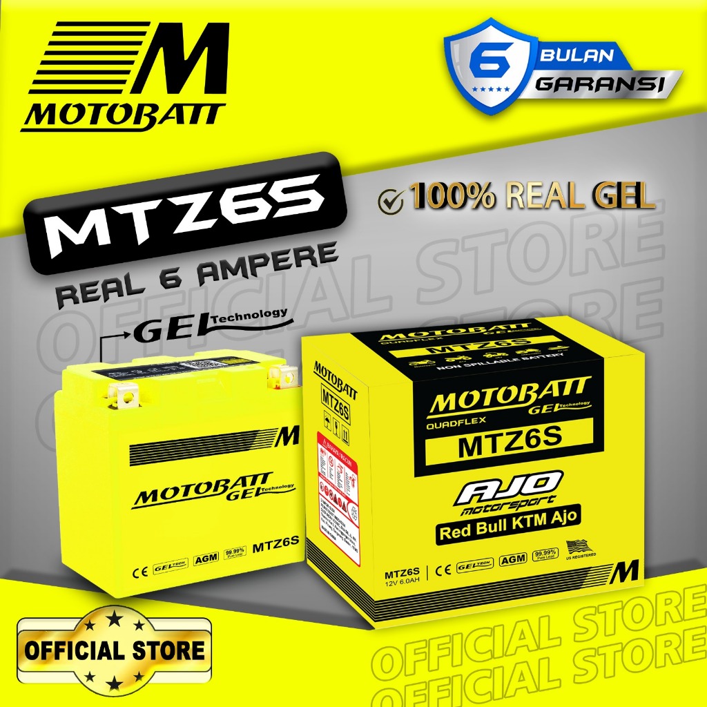Motobatt Gel MTZ6S - 6Ah (Garansi 6 Bulan) (YAMAHA NMAX 155 NEW 2021 Keatas, AEROX 155 Standard Vers