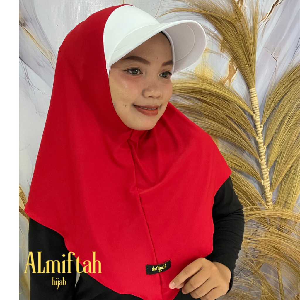 ALMIFTAH- hijab bergo sport topi merah putih spesial hari kemerdekaan