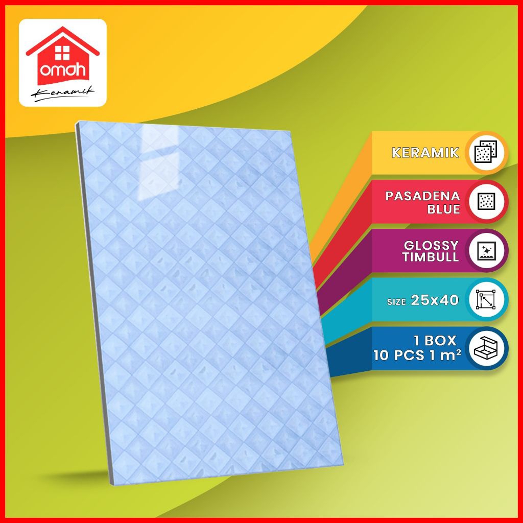 Keramik Dinding Glossy Emboss Laguna 25x40 Pasadena Blue