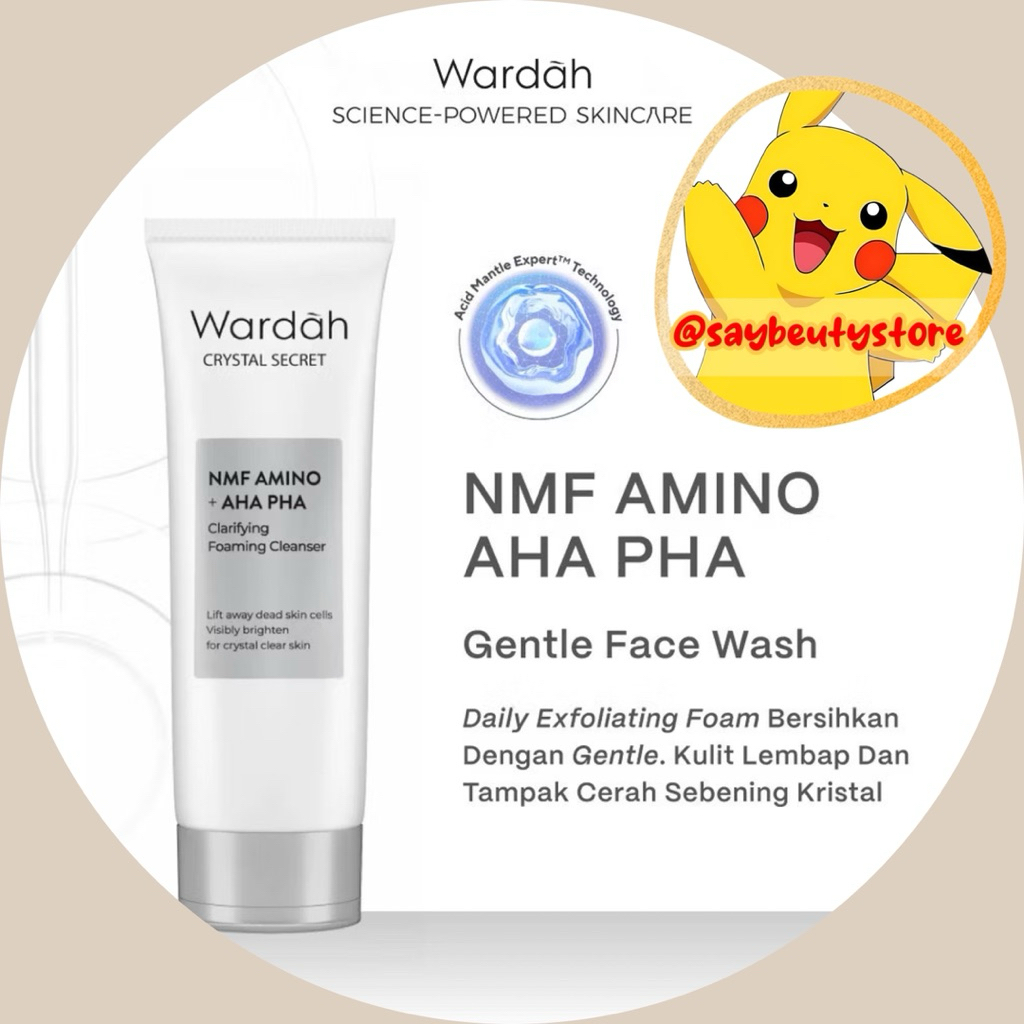 Wardah NMF Gentle Facial Wash | Amino AHA PHA | Pembersih Wajah Lembut 100 ml | Bantu Eksfoliasi Rin