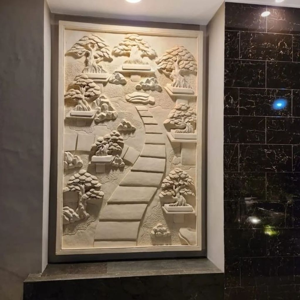 hiasan dinding relief batu paras