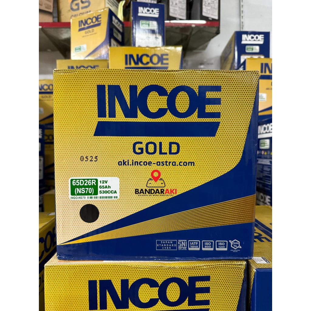 AKI INCOE  NS70 = 65 Amper / 12 Volt   JAMINAN 100% ORIGINAL INCOE GOLD