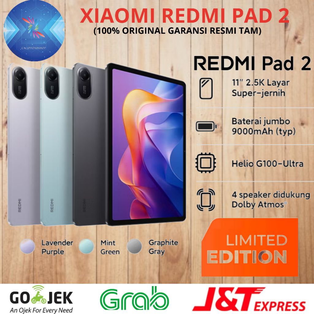 XIAOMI REDMI PAD 2 TAM RAM 4GB MEMORY 128GB 4/128GB GARANSI RESMI XIAOMI 15 BULAN - BATERRY 9000 MAH