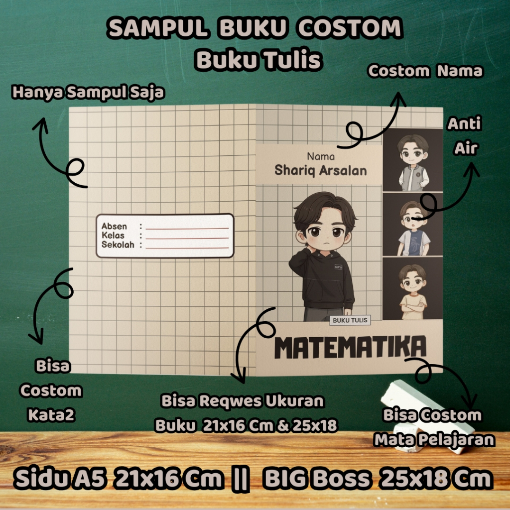 

Sampul Buku Custom TEMA POPMART (Nama, Nama Sekolah, Kelas & No Absen) Isi 1 Pcs/ Cover Buku/ Sampul Buku Kecil Standart/ Sidu