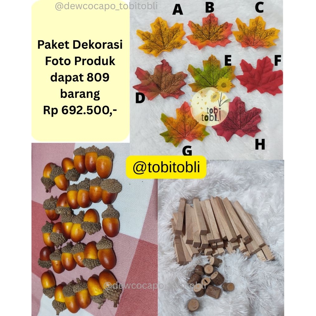 (boleh nego) Paket Total 809pcs. Dekorasi Foto / Miniatur / DIY / Kerajinan Tangan / Prakarya. Daun 