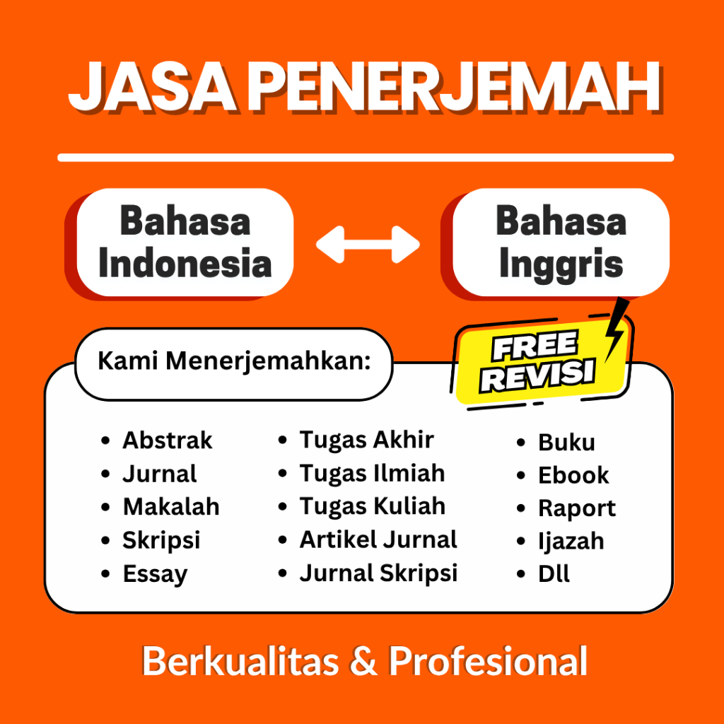 Free Revisi - Jasa Translate/Jasa Terjemah/Jasa Penerjemah Inggris-Indonesia Abstrak, Jurnal