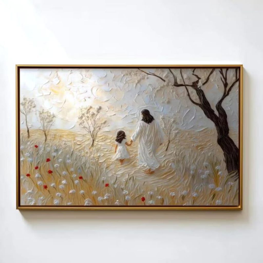 lukisan tuhan yesus bersama anak kecil hiasan dinding