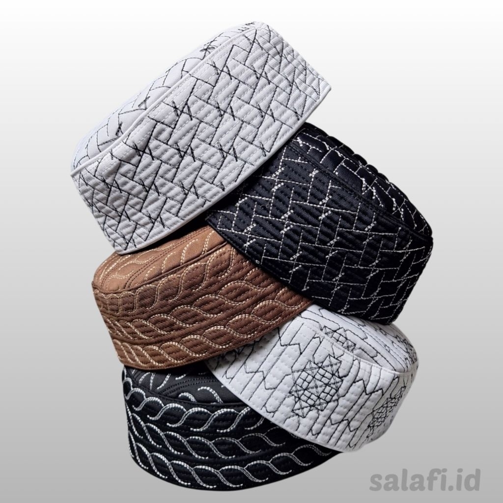 Peci Malawi Kopiah Songkok Bulat Putih Haji Motif Terbaru Bahan Nyaman