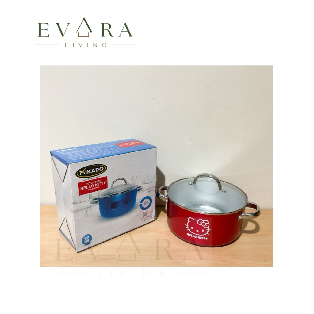 Dutch Oven Hello Kitty / Panci 22 cm / panci alumunium tutup kaca / panci masak murah / panci serbag