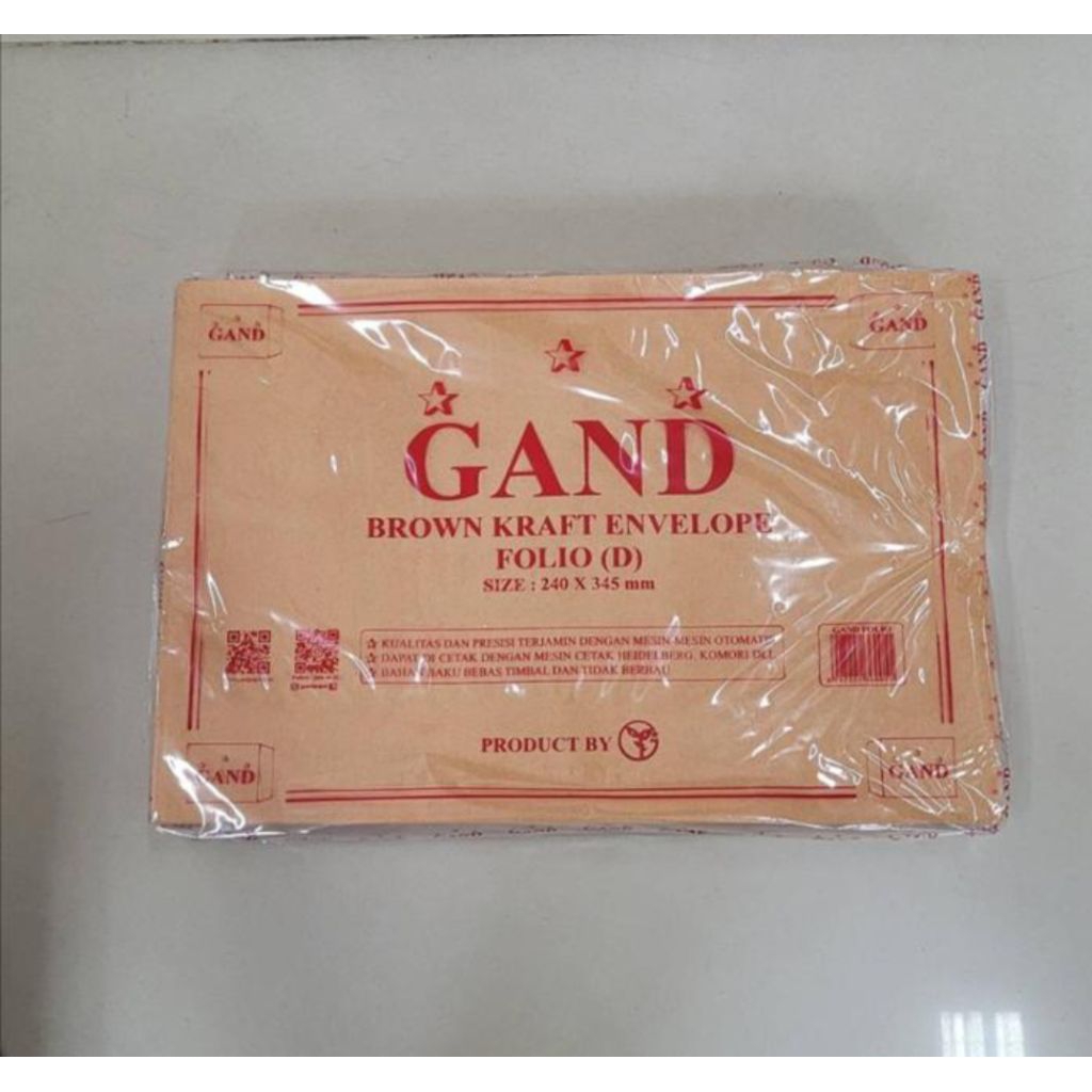 

amplop coklat folio GAND 1 pak 100 lembar murah non lem
