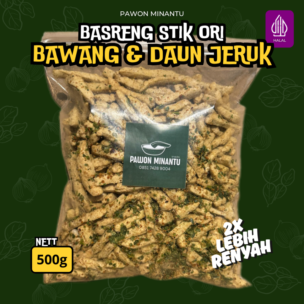

Basreng Stik Original Daun Jeruk Bawang Goreng - Cemilan Renyah Wangi Gurih By Pawon Minantu 500gr