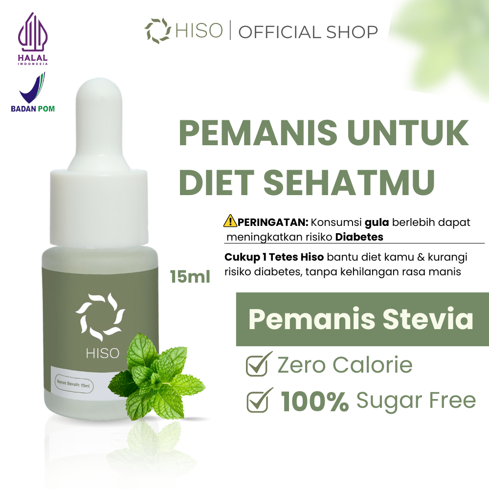 

HISO Stevia Pemanis Alami 0 Kalori 15mL– Pengganti Gula 0 Kalori Sweet Stevia Liquid Pure Sweetness