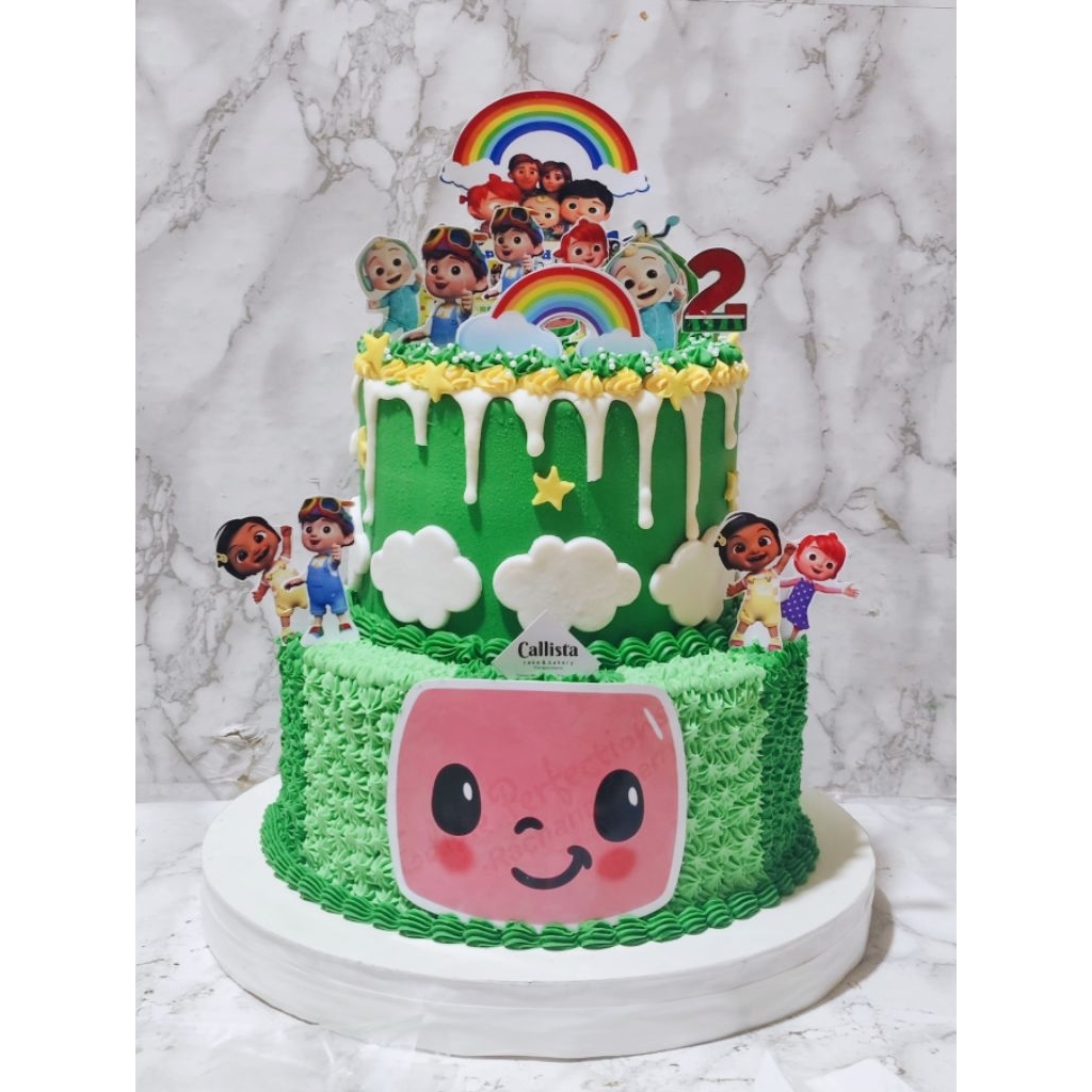 

Cake Cocomelon 2 tingkat / Kue Ulang tahun/ Kue karakter