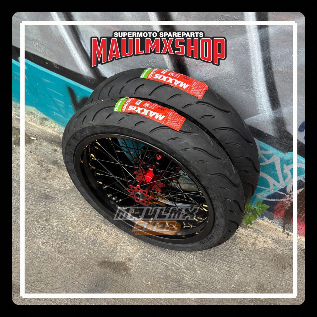 Supermoto Wheelset CRF Velg Rossi Tromol Scarlet