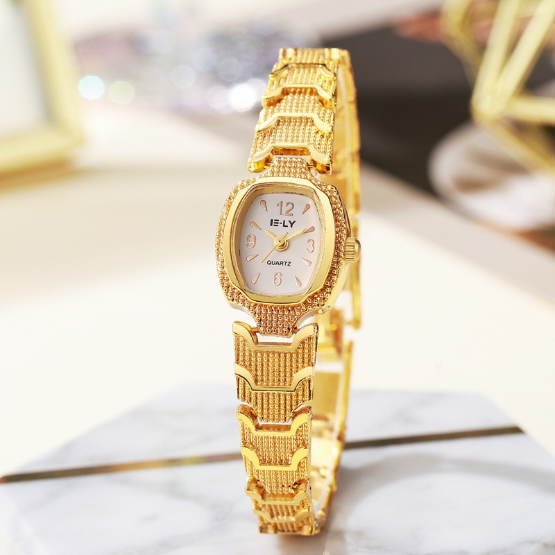 Jam Tangan Wanita Original Lapisan Emas Dial Kotak Mini Logam Anti Air Jam Tangan Anak Perempuan