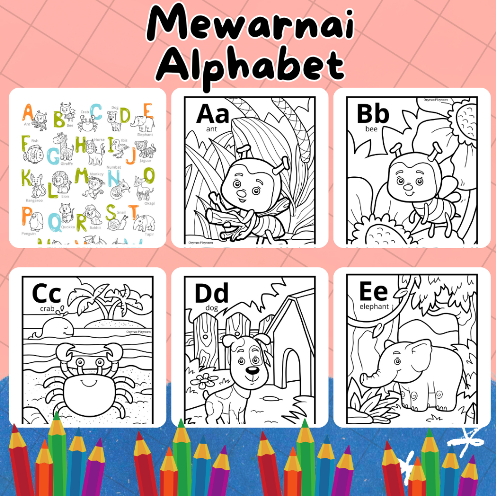 

MEWARNAI HURUF A-Z ALPHABET COLORING ALPHABET KERTAS UKURAN A5 100GSM
