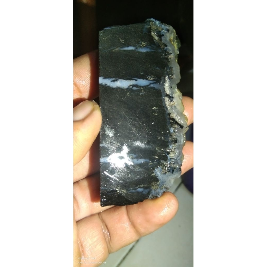 Batu fosil galih kelor serat emas pamor motif kendit crystal