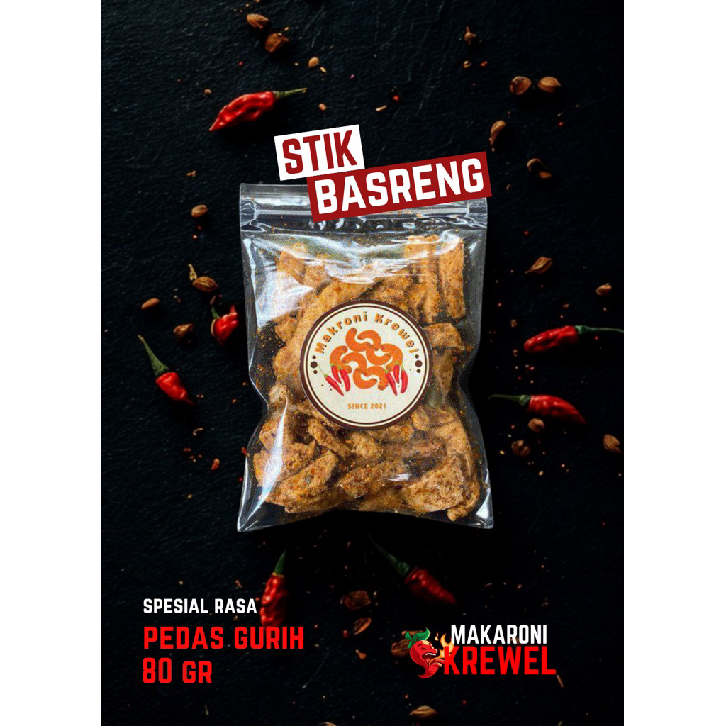 

Makaroni Krewel - (Stik Basreng Kemasan Plastik Ziplock Kecil)