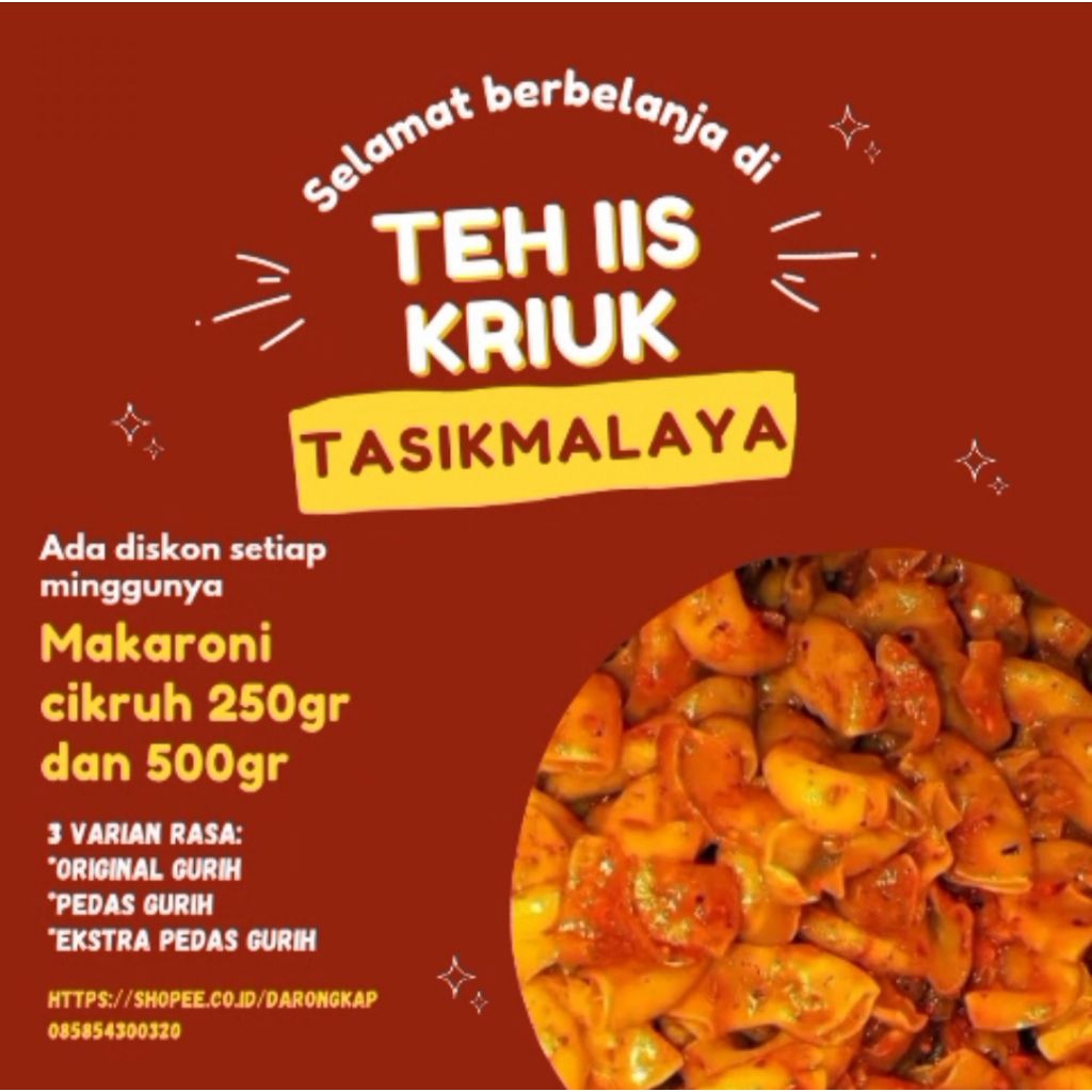 

makaroni cikruh pedas gurih kemasan 250gr dan 500gr