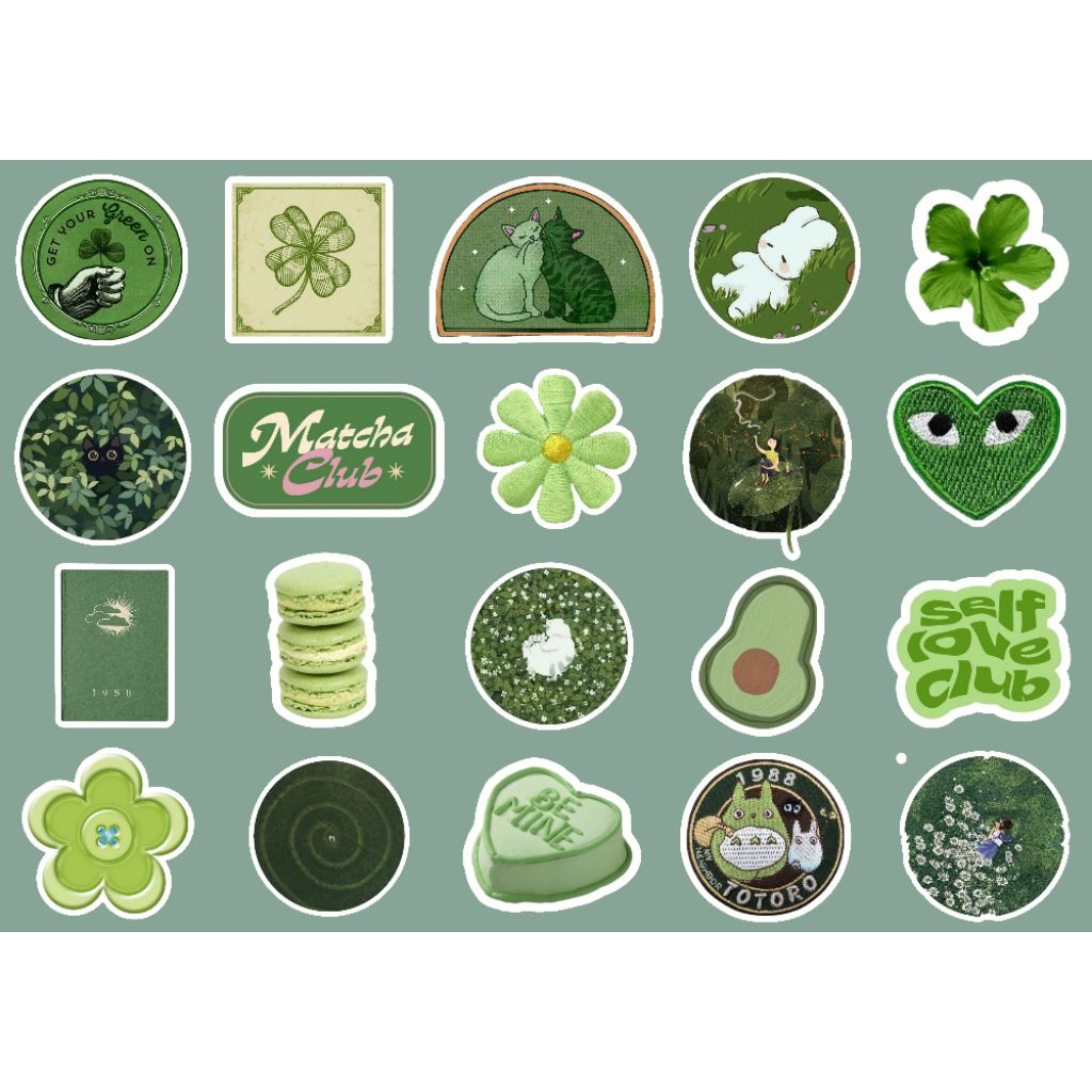 

Stiker Green Vintage Aesthetic 10, 15, 20, 25, 30, 50 pcs | Stiker Retro Alam Hijau untuk Journaling, HP, Laptop