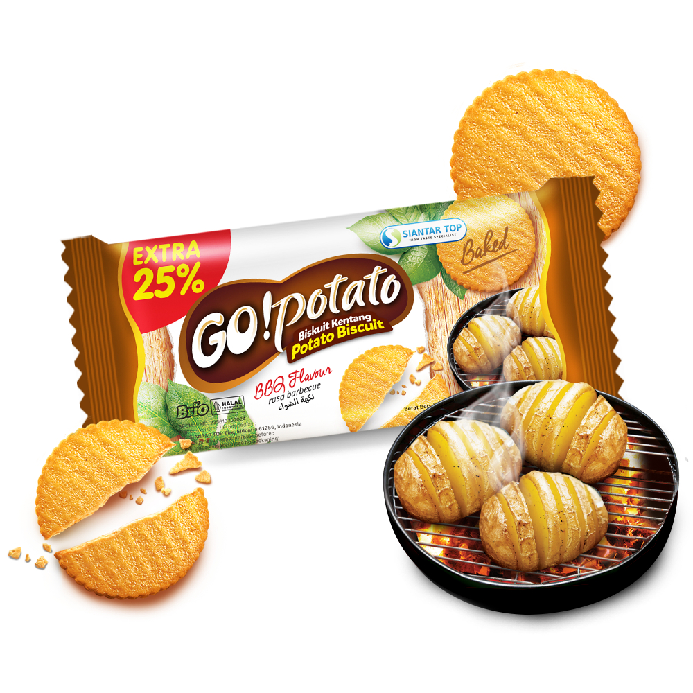 

Go Potato Biskuit Kentang Rasa BBQ Sachet 14gram