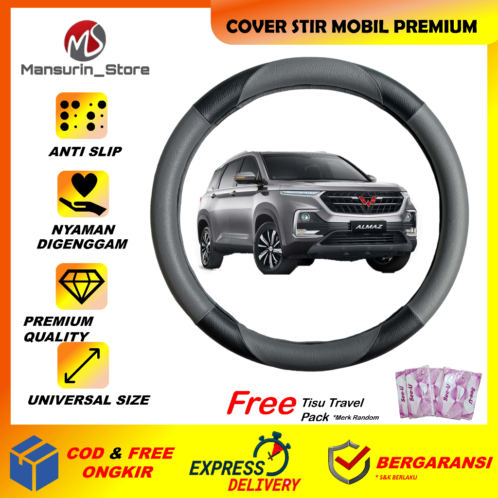 Cover Stir Mobil Almaz Sarung Setir Wuling Almaz Pelindung Steer Ster Mobil Wuling Almaz