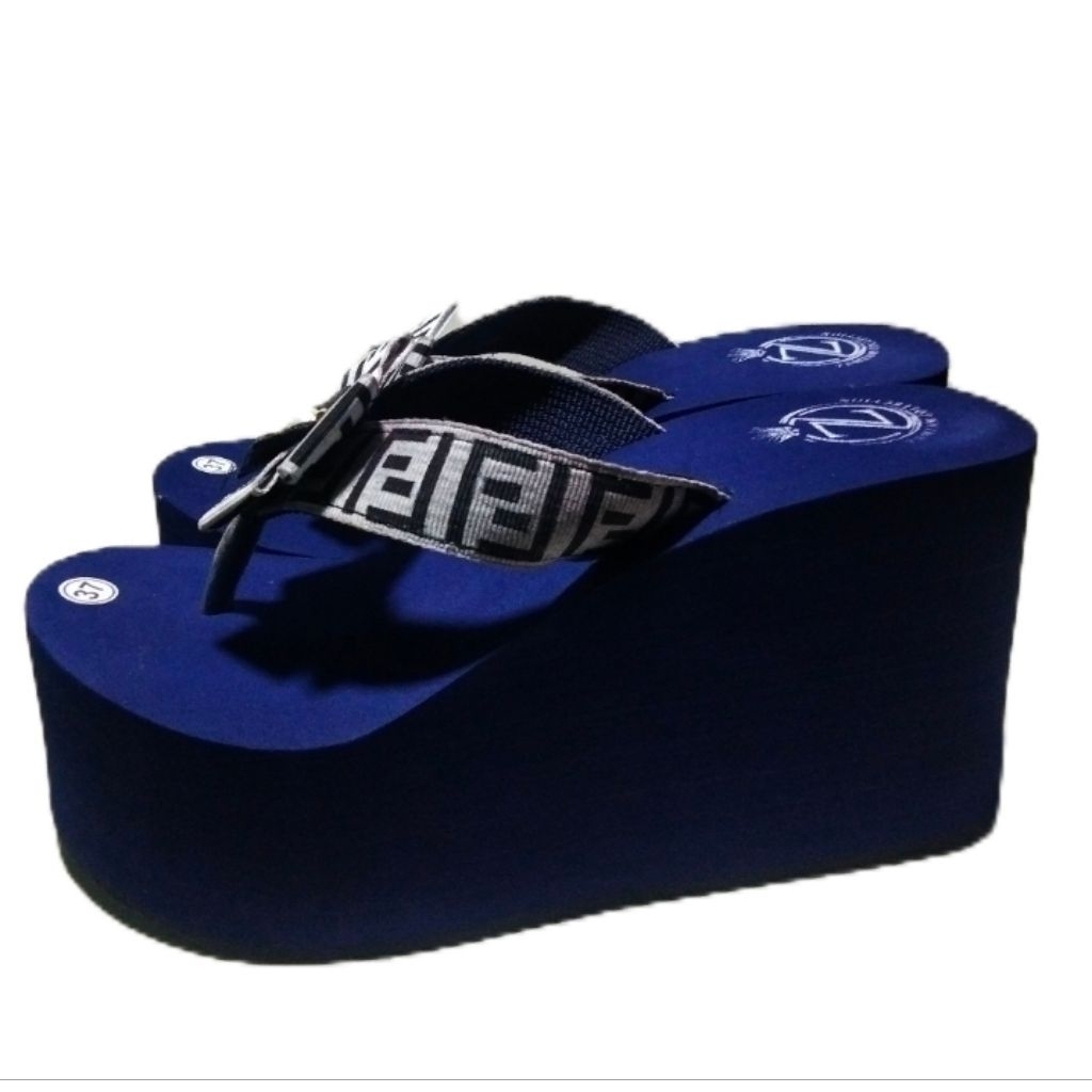sandal wedges 10cm spon jepit pita zf