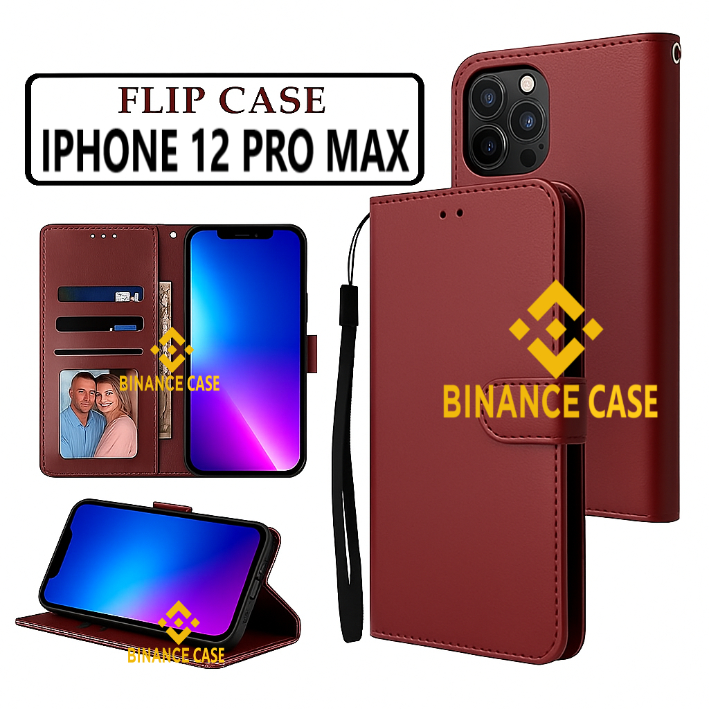 LEATHER FLIP CASE IPHONE 12 PRO MAX CASE KULIT FLIP WALLET LEATHER KULIT PREMIUM SARUNG BUKA TUTUP K