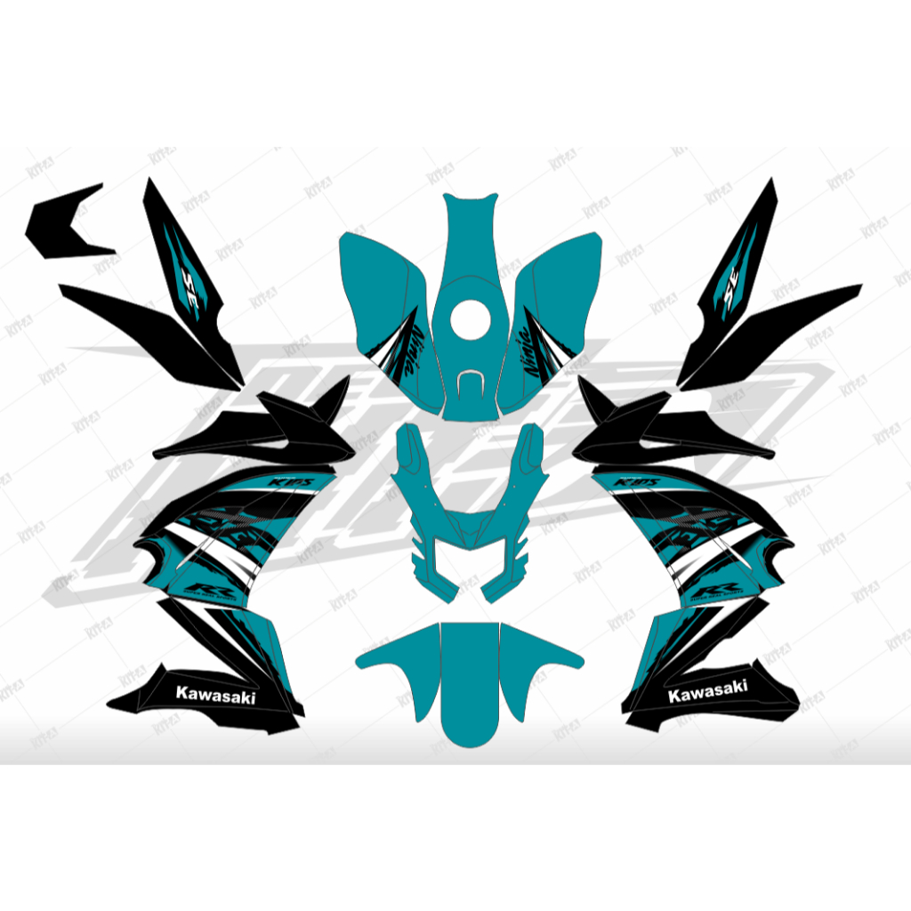 Decal Stiker Ninja 150 RR Dekal Striping Sticker Ninja 150 RR Dekal Ninja 150 RR MOTIF hitam oren li