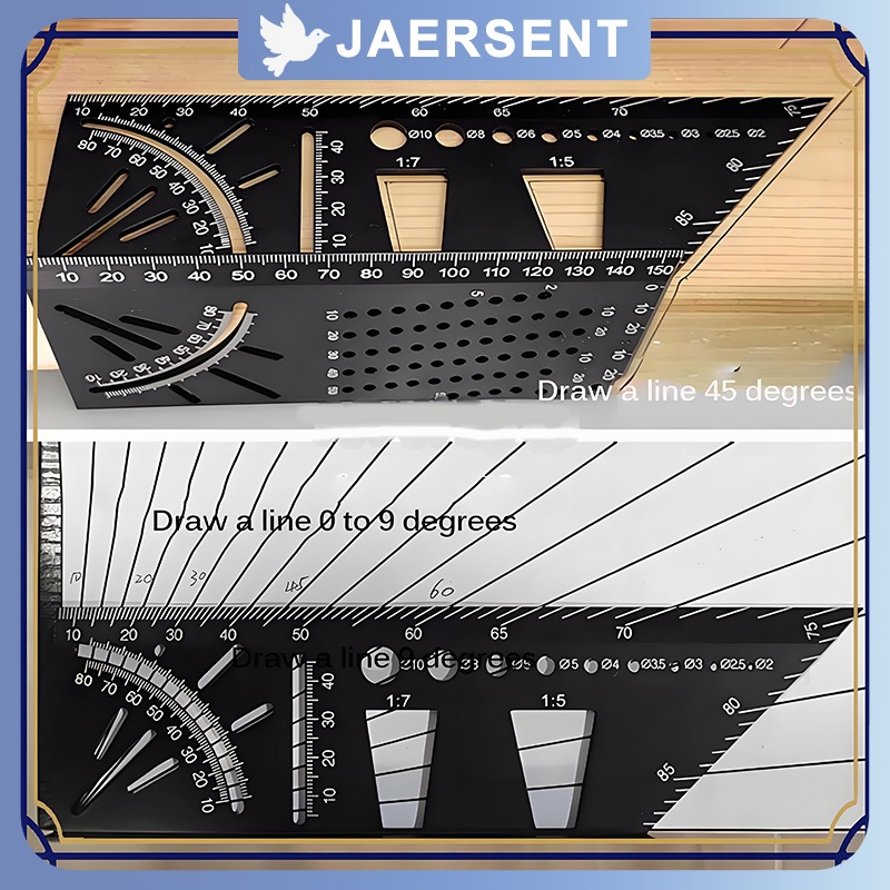 

Penggaris siku tukang mitre 3D Penggaris marking Line 3D ALUMINIUM Speed Square Siku Penggaris Kayu 3D Mitre Angle