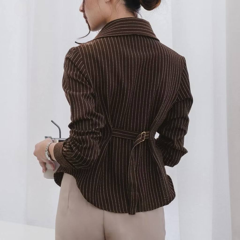 Luna Stripe Kemeja Wanita Fitted Slim Fit - Kemeja Salur Slim Fit