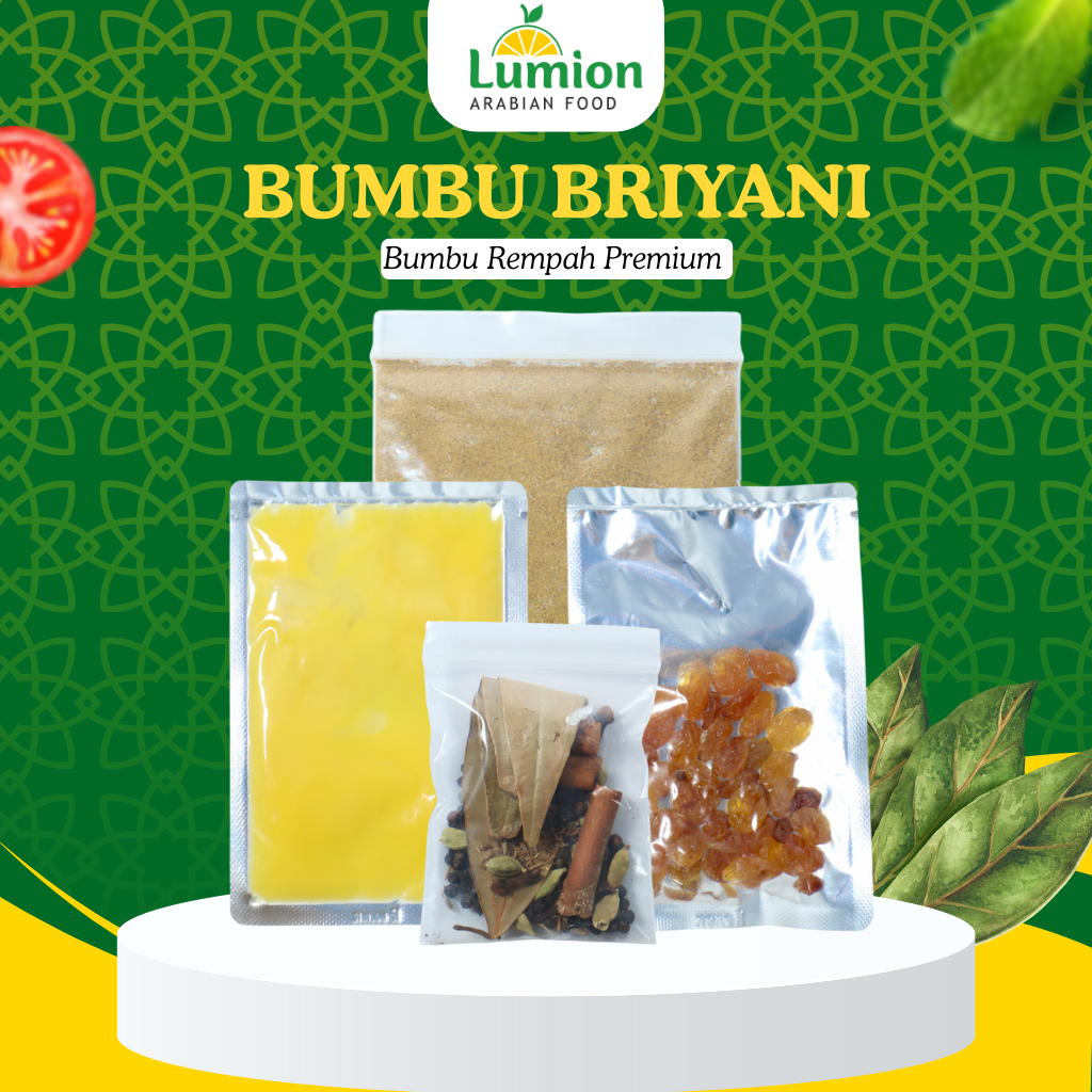 

[Lumion Food] HANYA BUMBU Briyani untuk pemakaian beras basmati 1kg (Bumbu, Rempah, Minyak Samin, Kismis, Garam)