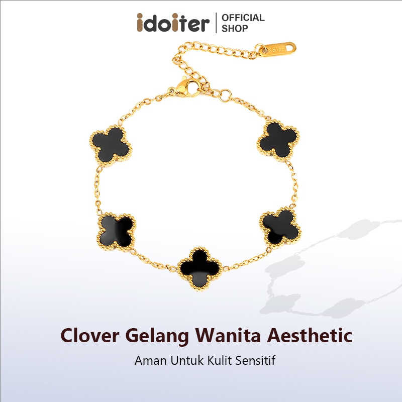 Idoiter Gelang Clover Rantai Wanita Viral Titanium Perhiasan Pesta Gelang Wanita Aesthetic